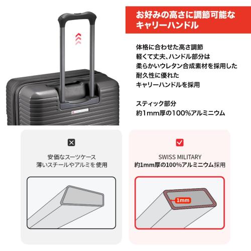 ＜SWISS　MILITARY＞MOTIVAN　43L／機内持込可／5cm拡張／スーツケースカバー付／ネームタグ付
