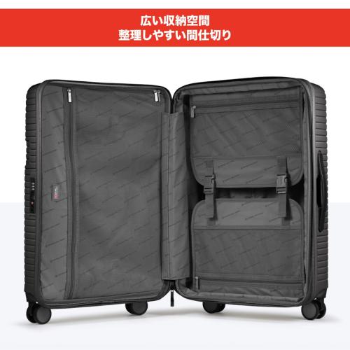 ＜SWISS　MILITARY＞MOTIVAN　99L／無料預入／5cm拡張／スーツケースカバー付／ネームタグ付／カーボングレー