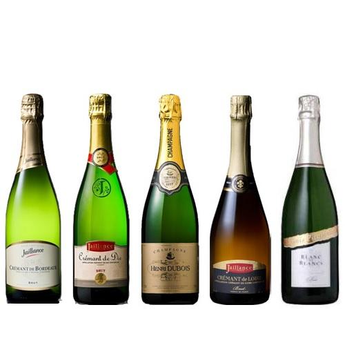 【送料当社負担】シャンパン入り！フランス各地クレマン飲み比べ5本セット