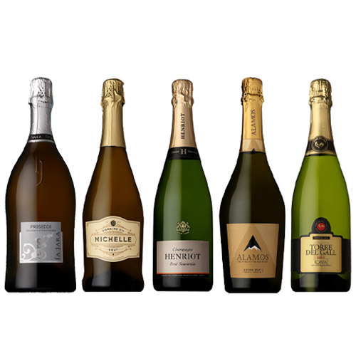【送料当社負担】機内採用シャンパーニュ入り　世界5か国のシャンパーニュ・スパークリングワイン5本セット