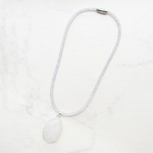 ＜アビステ＞オーバルシェイプジェムストーンメッシュコードネックレス1240074