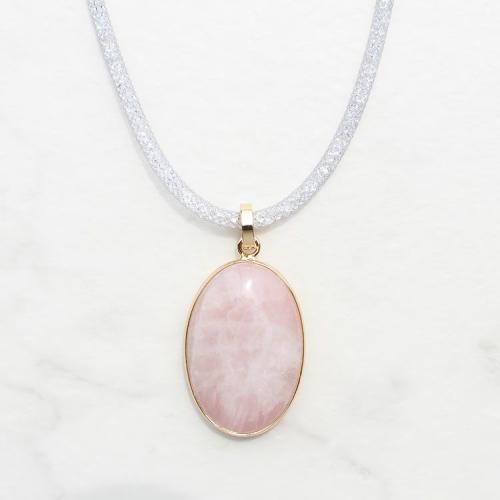 ＜アビステ＞オーバルシェイプジェムストーンメッシュコードネックレス1240074