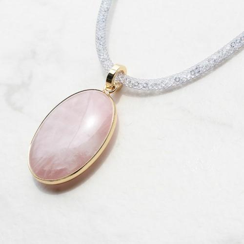 ＜アビステ＞オーバルシェイプジェムストーンメッシュコードネックレス1240074