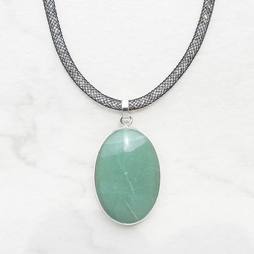 ＜アビステ＞オーバルシェイプジェムストーンメッシュコードネックレス1240074