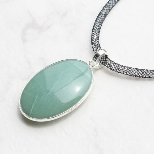 ＜アビステ＞オーバルシェイプジェムストーンメッシュコードネックレス1240074