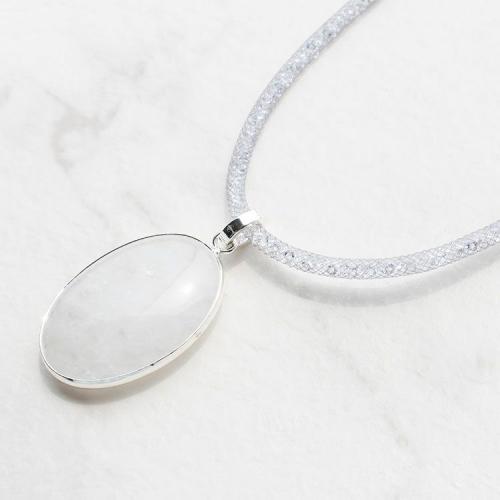 ＜アビステ＞オーバルシェイプジェムストーンメッシュコードネックレス1240074