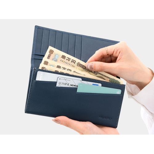 ＜ミラグロ＞キップレザー・ダブルステッチ長財布