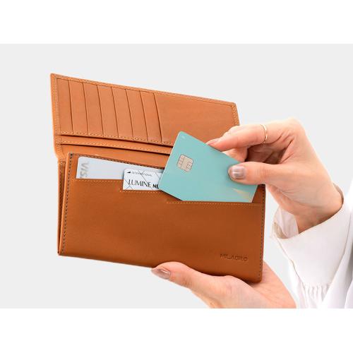 ＜ミラグロ＞キップレザー・ダブルステッチ長財布