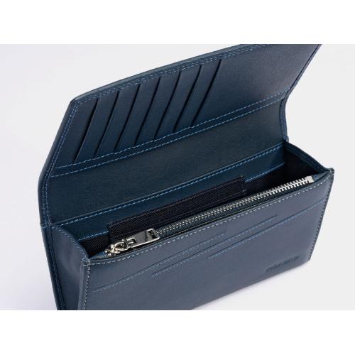 ＜ミラグロ＞キップレザー・ダブルステッチ長財布