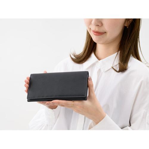 ＜ミラグロ＞キップレザー・ダブルステッチ長財布