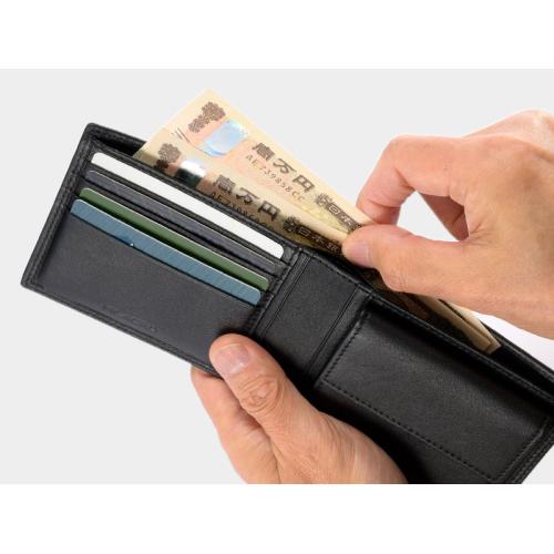 ＜ミラグロ＞キップレザー・ダブルステッチ二つ折り財布