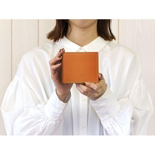 ＜ミラグロ＞キップレザー・ダブルステッチ二つ折り財布