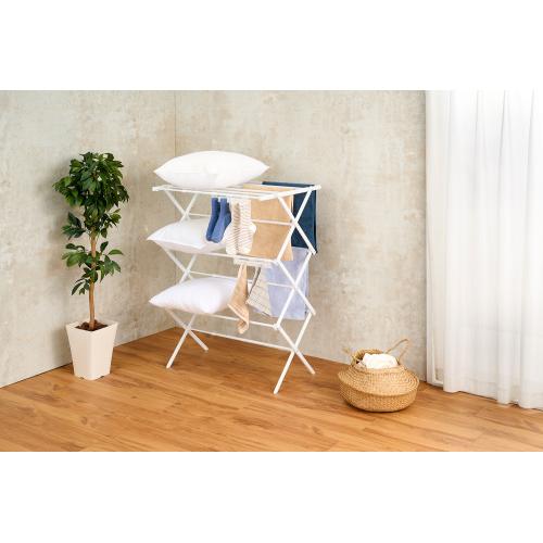 ＜ベストコ＞Quick Lock平干しできるコンパクトスタンド物干し　伸縮M