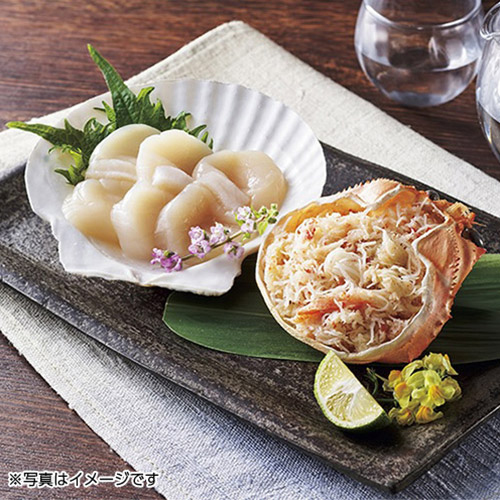 ずわい蟹甲羅と帆立貝盛り