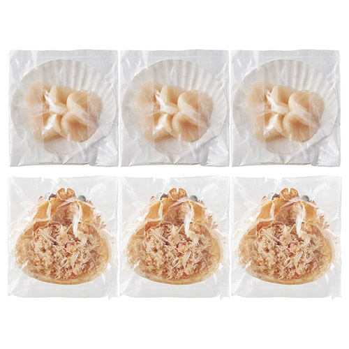 ずわい蟹甲羅と帆立貝盛り 各3個