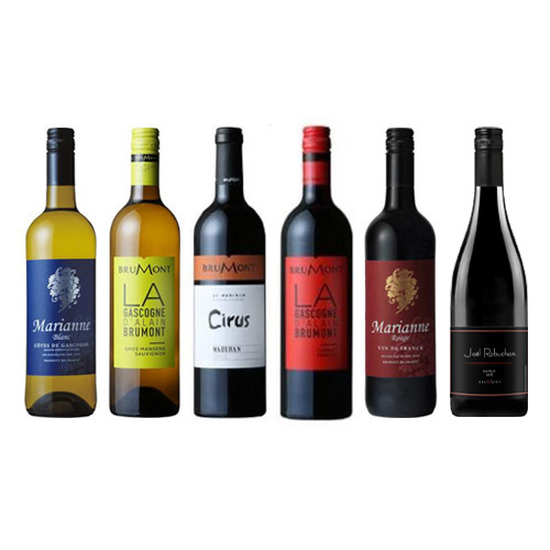 【送料当社負担】ジョエル・ロブションワイン入り！フランス・南西地方の名門「アラン・ブリュモン」赤白ワイン6本セット