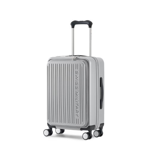 ＜SWISS　MILITARY＞AVENTURA　33L／フロントオープン／USB充電ポート／機内持込可／スーツケースカバー付／ネームタグ付