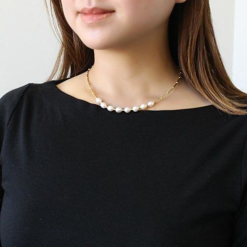＜アビステ＞淡水パールショートネックレス