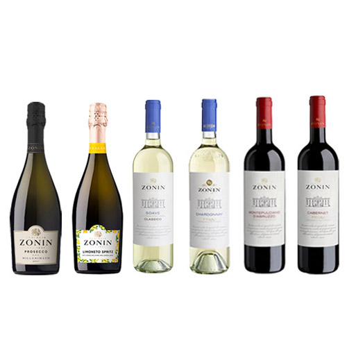 【送料当社負担】レモンスパーク入り！イタリアの名門ワイナリー「ゾーニン」を堪能する赤、白、スパークリングワイン6本セット