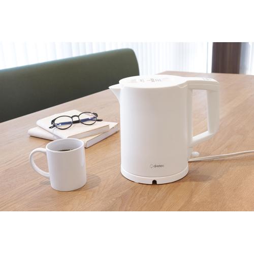 ＜dretec＞電気ケトル「ピタポット」0.8L PO-377WT