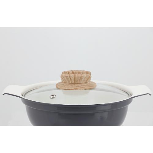 ＜LIV PLUS＞ビストロ・セラミックIH卓上鍋 16cm ガラス蓋付