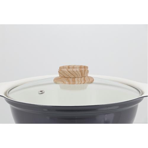 ＜LIV PLUS＞ビストロ・セラミックIH卓上鍋 20cm ガラス蓋付