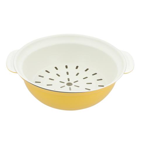 ＜LIV PLUS＞ビストロ・セラミック蒸し目皿付IH卓上鍋 26cm ガラス蓋付