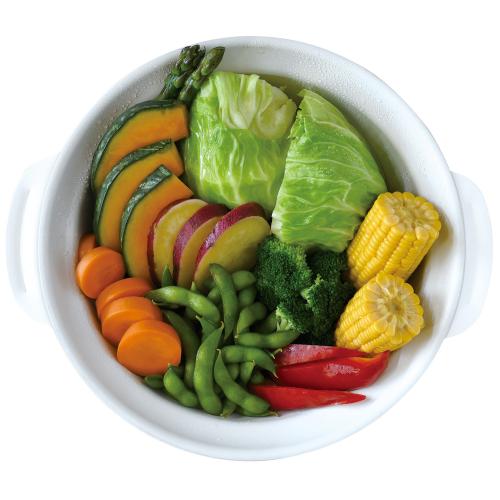 ＜LIV PLUS＞ビストロ・セラミック蒸し目皿付IH卓上鍋 26cm ガラス蓋付