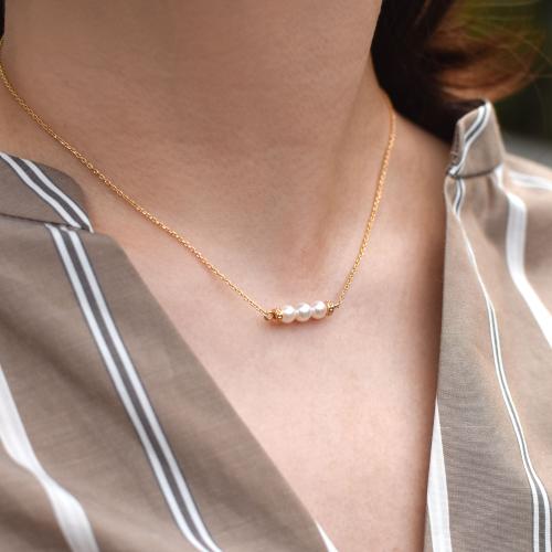 ＜グロッセ＞トレゾア アコヤ ラインパール ネックレス ゴールド