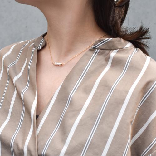 ＜グロッセ＞トレゾア アコヤ ラインパール ネックレス ゴールド