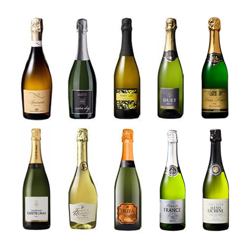 【送料当社負担】機内で採用シャンパーニュ入り！スパークリングワイン10本セット