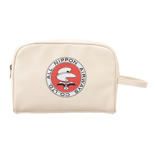 ＜ANAオリジナル＞レトロモチーフ  エアラインバッグ風レクタングルポーチ（アイボリー）