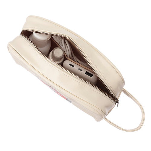 ＜ANAオリジナル＞レトロモチーフ  エアラインバッグ風レクタングルポーチ（アイボリー）