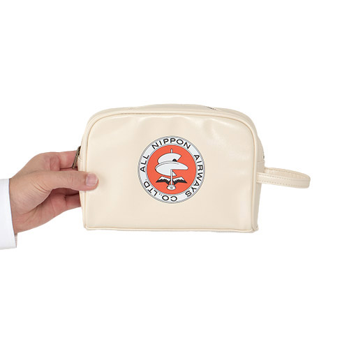 ＜ANAオリジナル＞レトロモチーフ  エアラインバッグ風レクタングルポーチ（アイボリー）