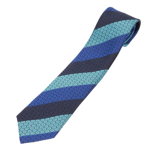 ＜ANA FINDS＞博多織　華皿三段縞柄ネクタイ　ネイビー