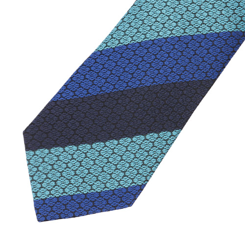 ＜ANA FINDS＞博多織　華皿三段縞柄ネクタイ　ネイビー