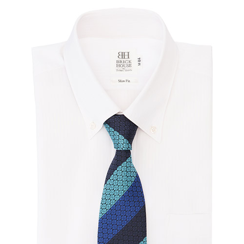 ＜ANA FINDS＞博多織　華皿三段縞柄ネクタイ　ネイビー