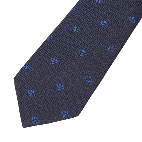 ＜ANA FINDS＞博多織　華皿小紋柄ネクタイ　ネイビー