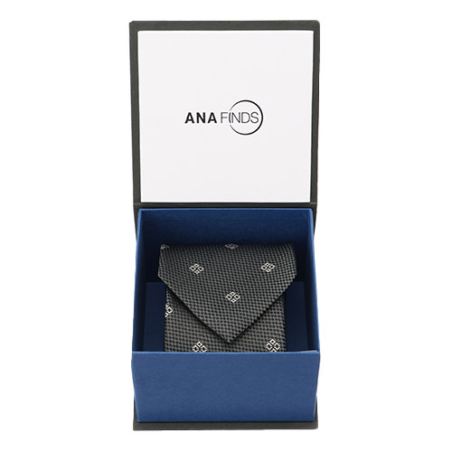 ＜ANA FINDS＞博多織　華皿小紋柄ネクタイ　グレー