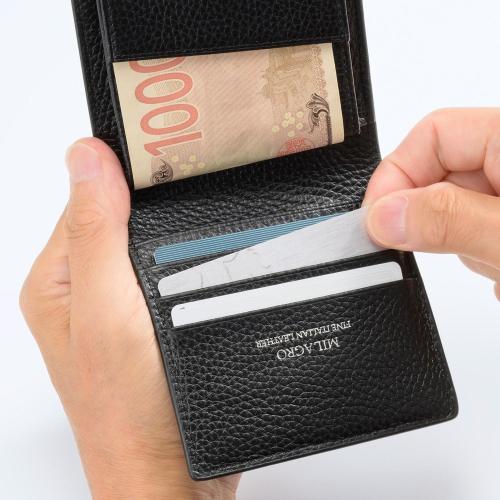 ＜ミラグロ＞イタリアンシュリンクレザー・薄型コンパクト財布