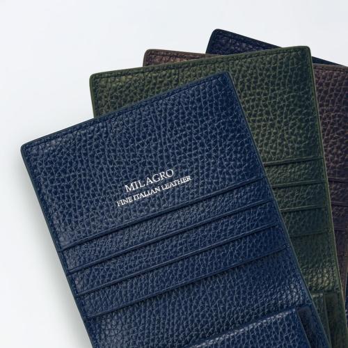 ＜ミラグロ＞イタリアンシュリンクレザー・薄型コンパクト財布