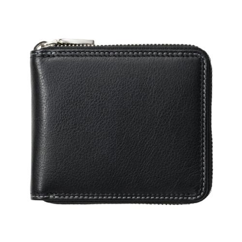 ＜ミラグロ＞キップレザー・ラウンドファスナー二つ折り財布