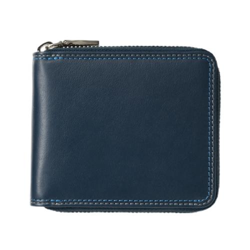 ＜ミラグロ＞キップレザー・ラウンドファスナー二つ折り財布