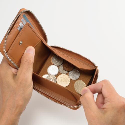 ＜ミラグロ＞キップレザー・ラウンドファスナー二つ折り財布