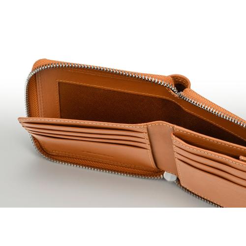 ＜ミラグロ＞キップレザー・ラウンドファスナー二つ折り財布