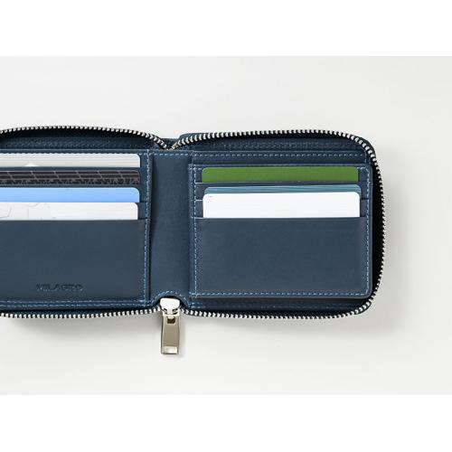 ＜ミラグロ＞キップレザー・ラウンドファスナー二つ折り財布