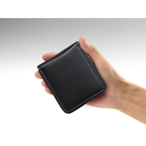 ＜ミラグロ＞キップレザー・ラウンドファスナー二つ折り財布