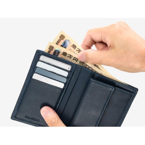 ＜ミラグロ＞キップレザー・縦型二つ折り財布