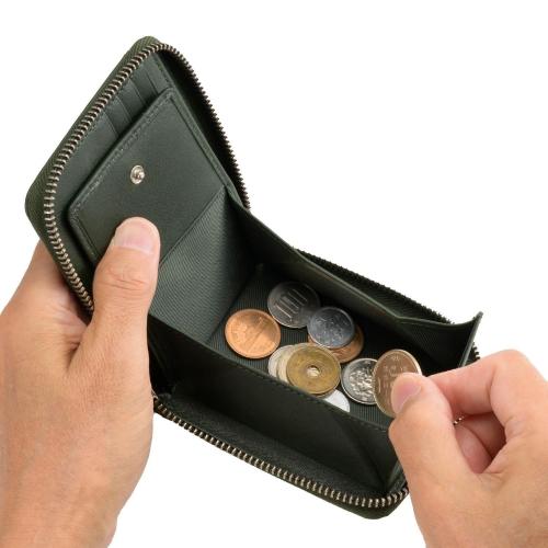 ＜ミラグロ＞牛革ソフトミリングレザー・ラウンドファスナーショートウォレット