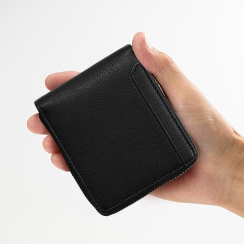 ＜ミラグロ＞牛革ソフトミリングレザー・ラウンドファスナーショートウォレット